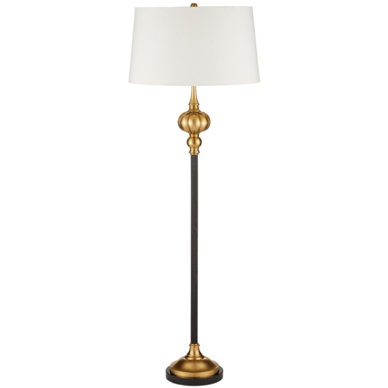 Floor Lamp Wrapped Tripod Legs Tapered Drum Shade