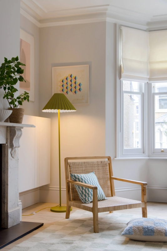 Floor Lamps Cluster: Primary Colors (Red, Blue, Teal) with Spherical Shades
