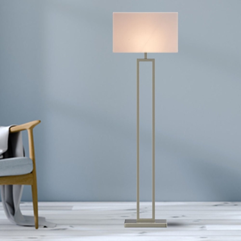 Floor Lamps Twin Set Brushed Nickel Rectangular Shades Symmetrical