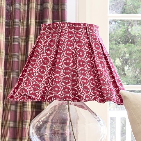 Floral Patterned Lamp Shade, Pleated Linen Slip Cover Style
