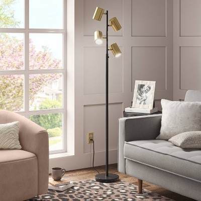 Four-Head Adjustable Floor Lamp in Metal, Industrial Style Lighting