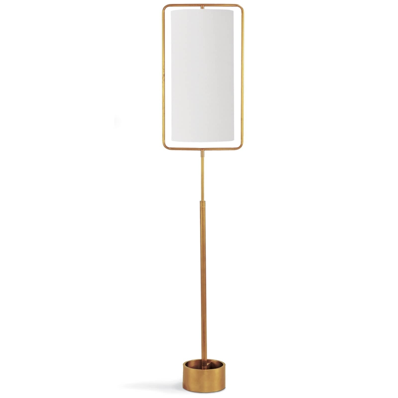 Geometric Bronze Floor Lamp, Open Rectangular Frame