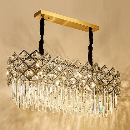 Geometric Crystal Pendant Light with Polished Finish Rhombus Tiers
