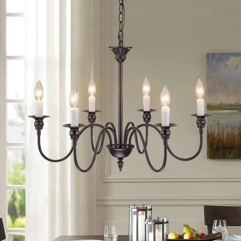 Geometric Farmhouse Chandelier with Six-Light Design