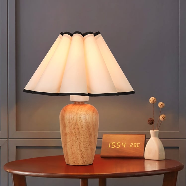 Geometric Table Lamp with Rectangular Silhouette and Wood Base