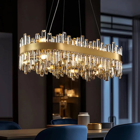 Glam Chandelier: Polished Gold with Cascading Raindrop Crystals