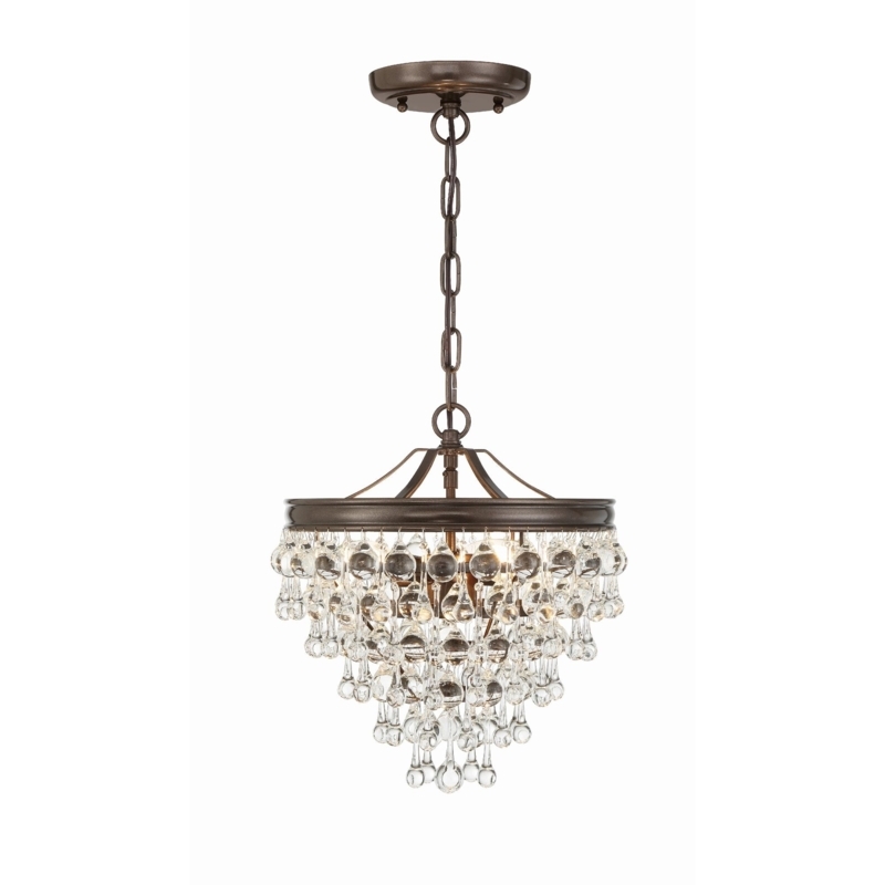 Glam Crystal Mini Chandelier, Vibrant Bronze with Teardrop Accents