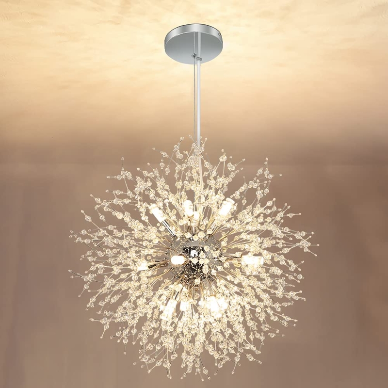 Glam Firework Chandelier Crystal Beads Sparkling Light Fixture