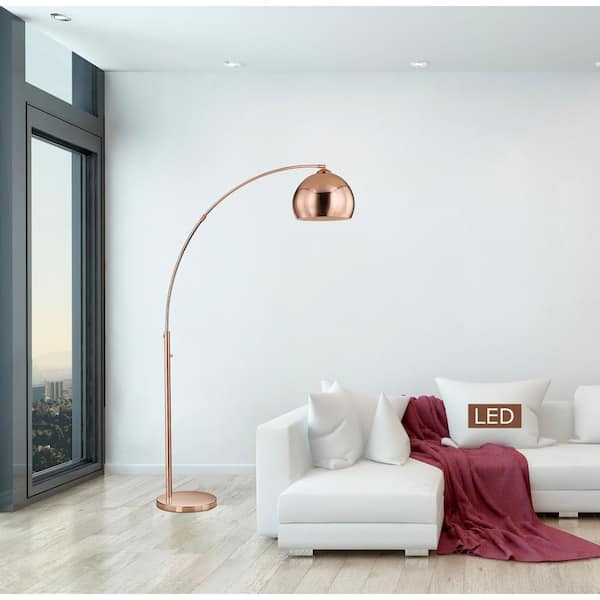Glam Floor Lamp Five Arm Arched Metallic Drum Shades
