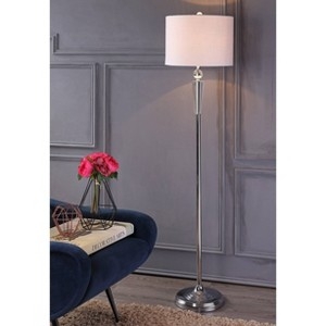 Glam Floor Lamp Polished Chrome Crystal Prism Drum Shade