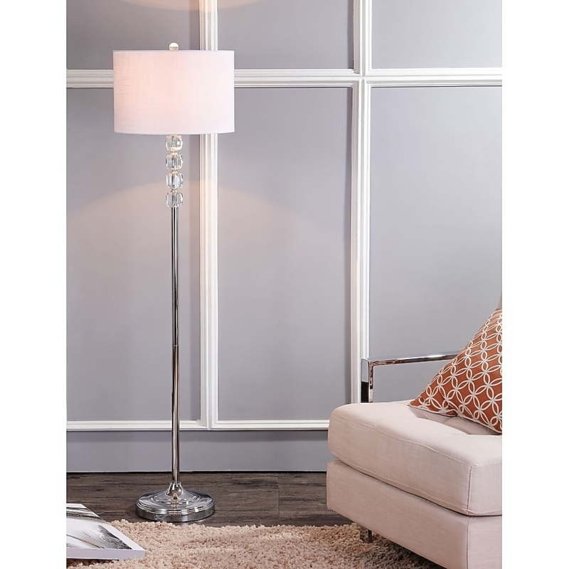 Glam Floor Lamp with Stacked Faceted Crystals and Chrome Finish