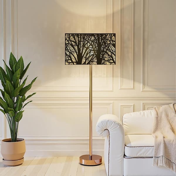 Glam Rectangular Lamp Shade Black Gold Lined Matte Finish