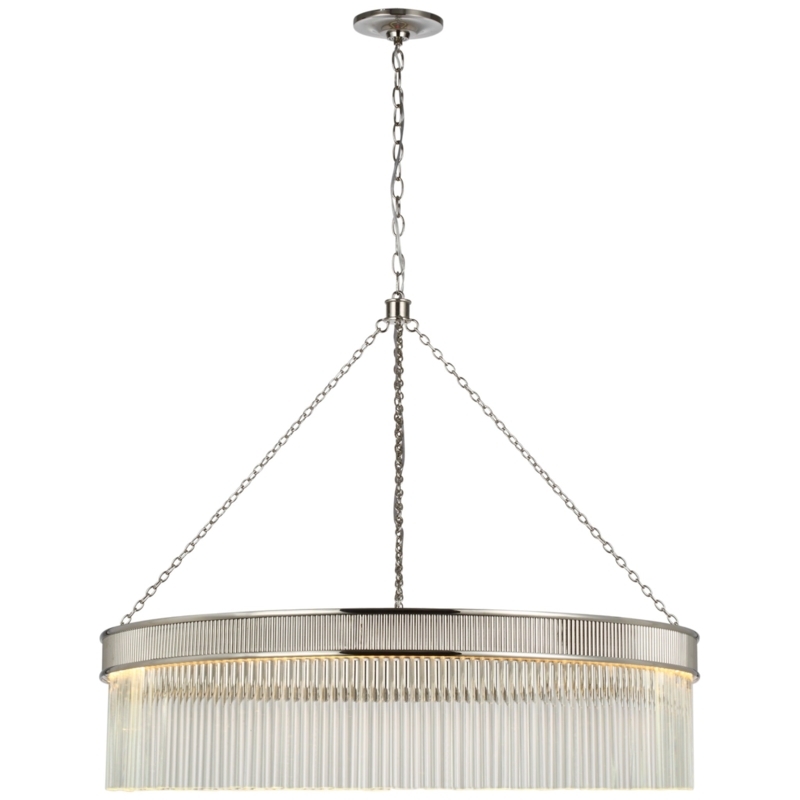 Glam Tiered Chandelier Polished Nickel Clear Crystal Rods LED