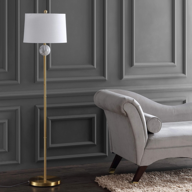 Glam Transitional Standing Light with Brushed Brass Finish
