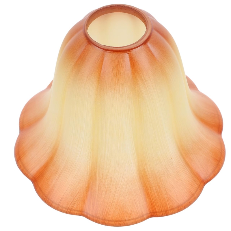 Glass Lampshade Vintage Amber Ribbed Texture Bell Shape