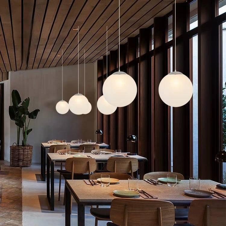 Globe Pendant Light Amber Tinted Glass with Internal Diffuser