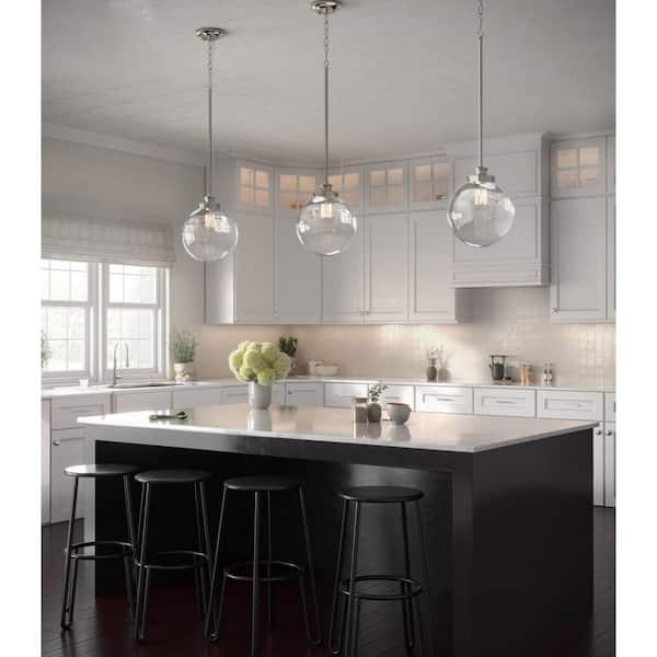 Globe Pendant Light Clear Glass Rigid Stem Farmhouse Spherical