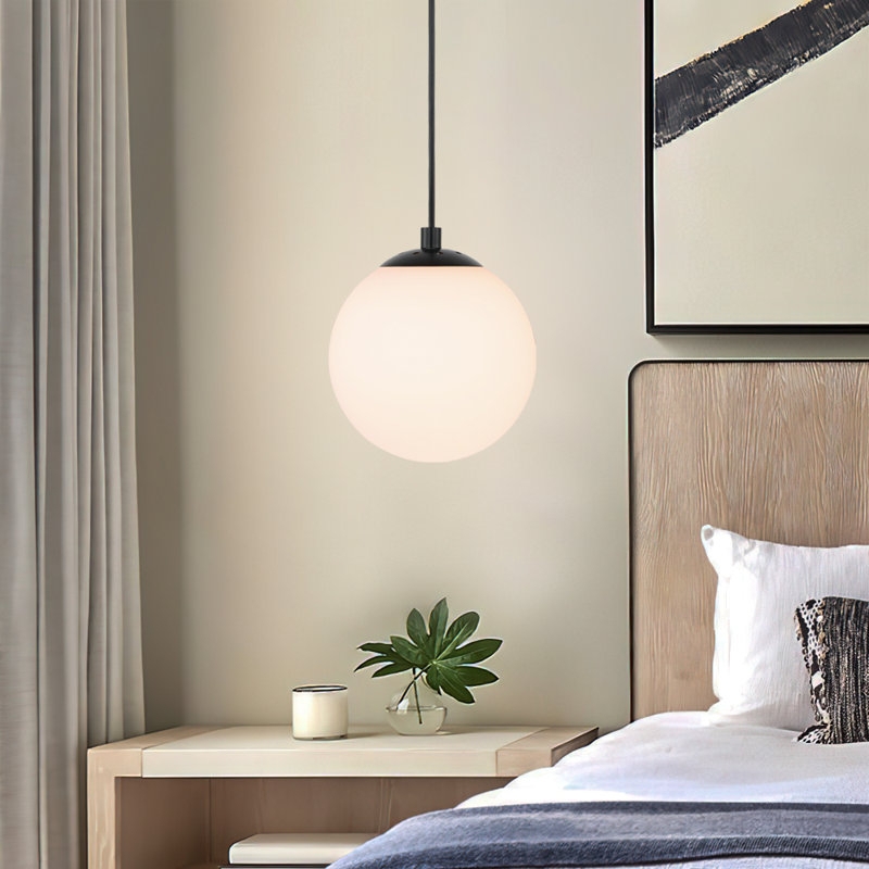 Globe Pendant Light Frosted Finish Gold Downrod Spherical Modern