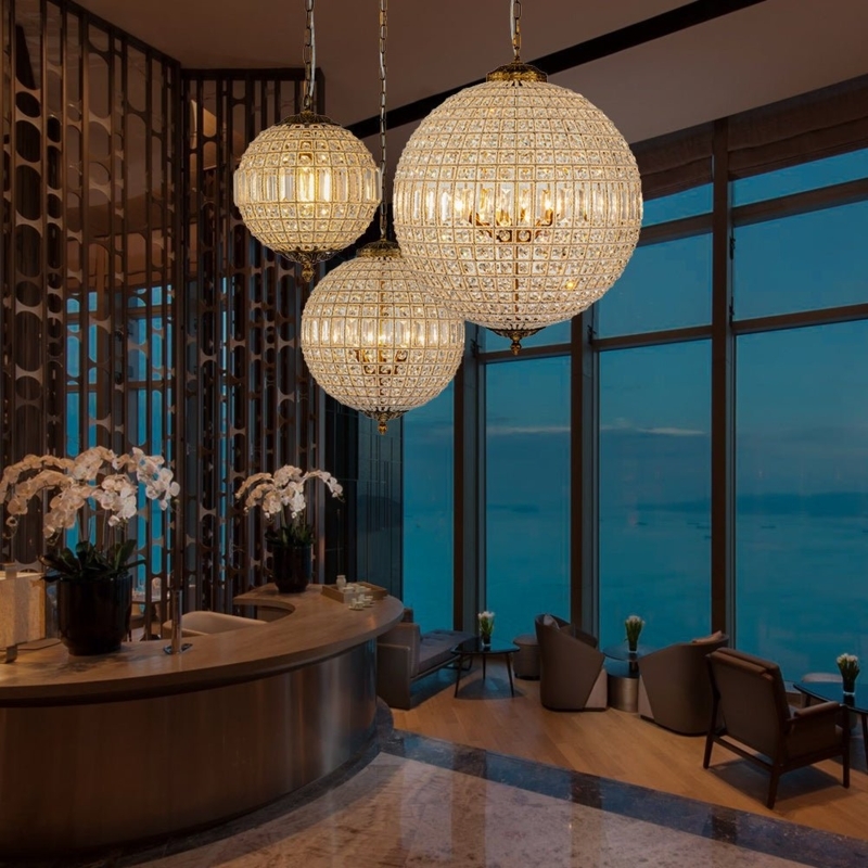 Globe Pendant Polished Brass Crystal Encrusted Luxury Style