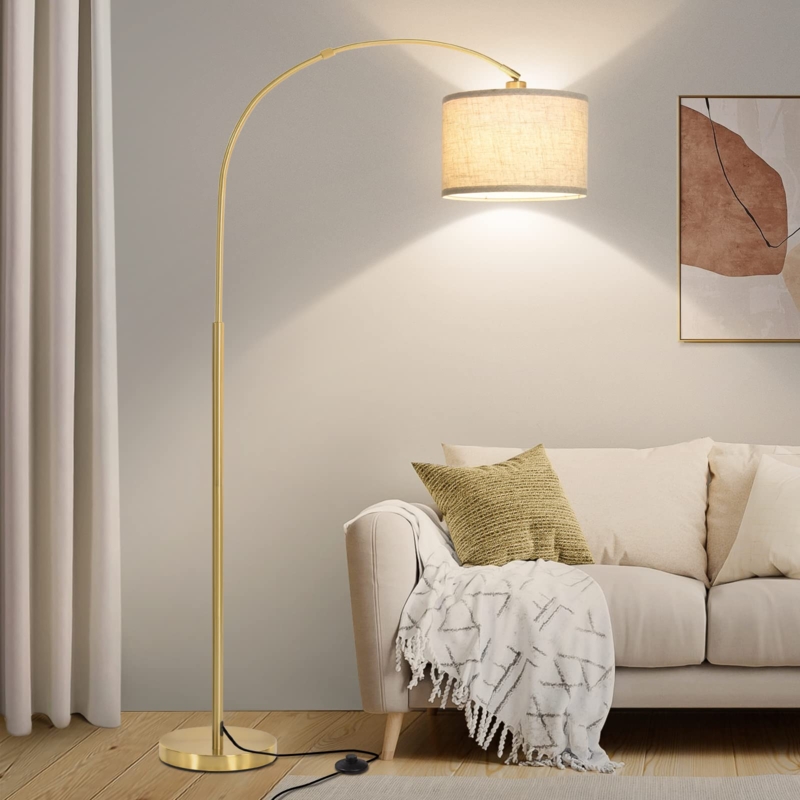 Gold Arc Floor Lamp with Cantilever Design for Modern Glam Style
