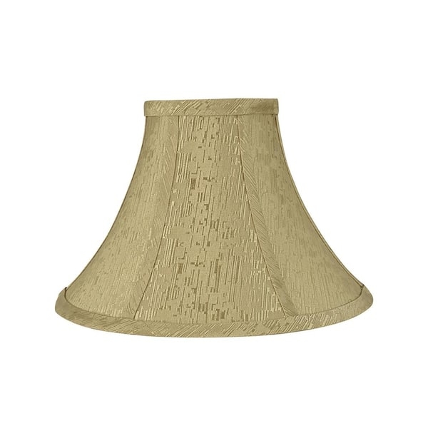 Gold Bell Lamp Shade, Vertical Piping, Satin Finish, Flared Bottom
