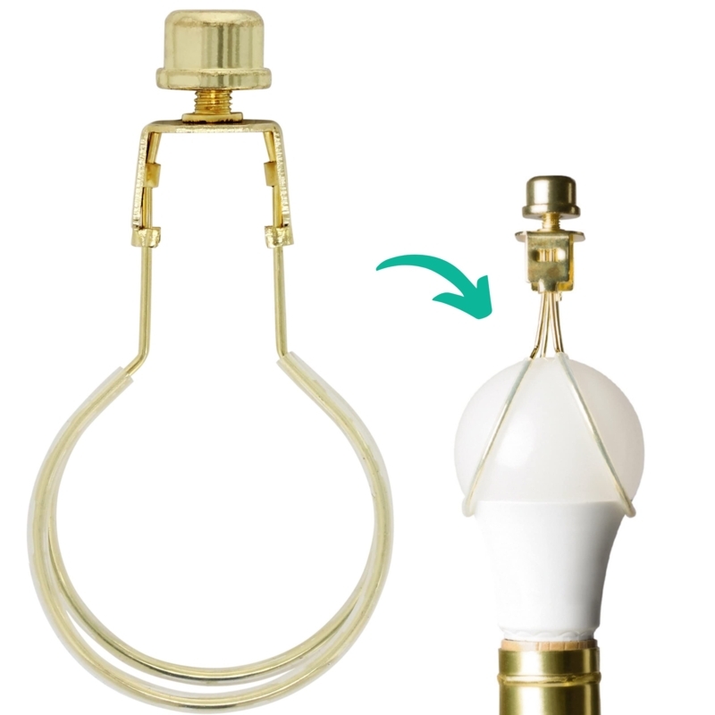 Gold Clip On Lampshade Adapter Polished Brass Finish Finial Kit
