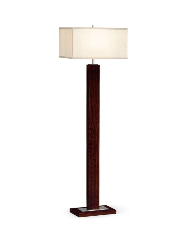 Gold Floor Lamp Stacked Crystal Accents Rectangular Shade Modern Glam