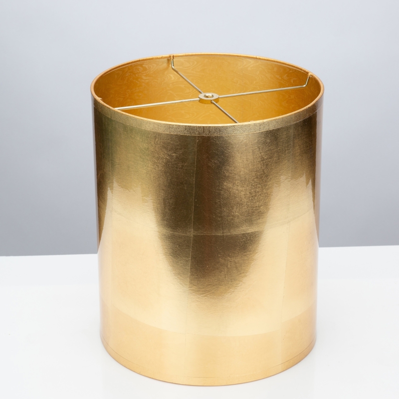 Gold Foil Drum Lamp Shade Patchwork Texture Glam Metallic Lighting Update