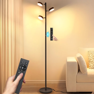 Gold Tree Floor Lamp with Three Rotating LED Heads for Task Lighting