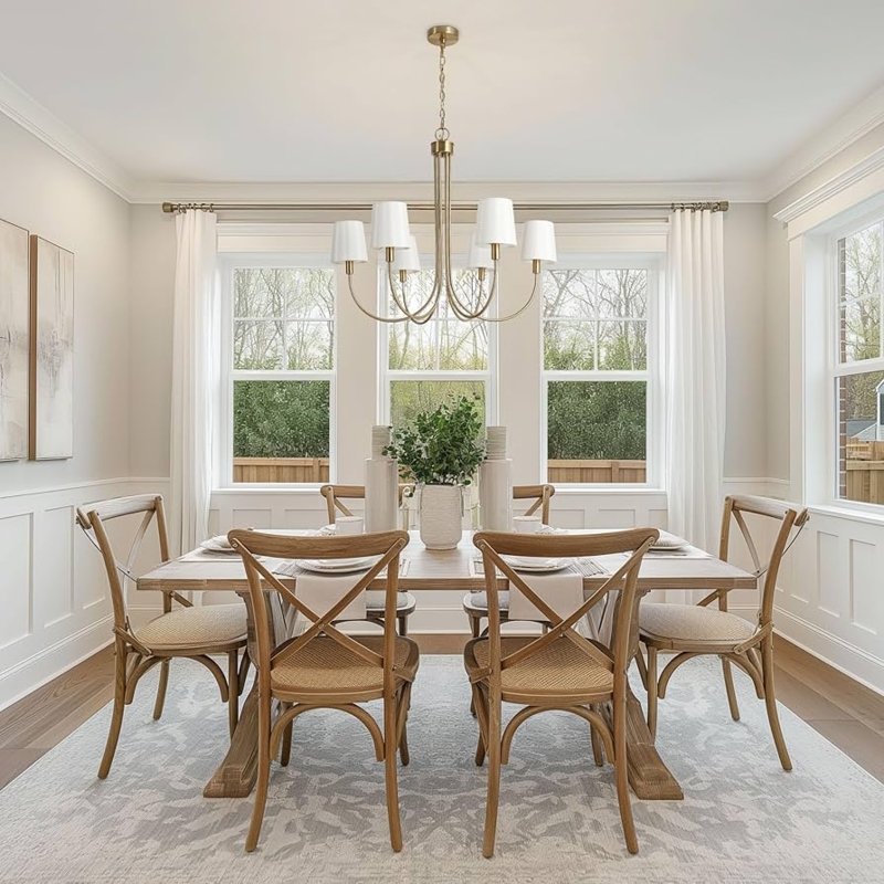 Gold Wagon Wheel Chandelier with Cone Shades, Transitional Style Lighting