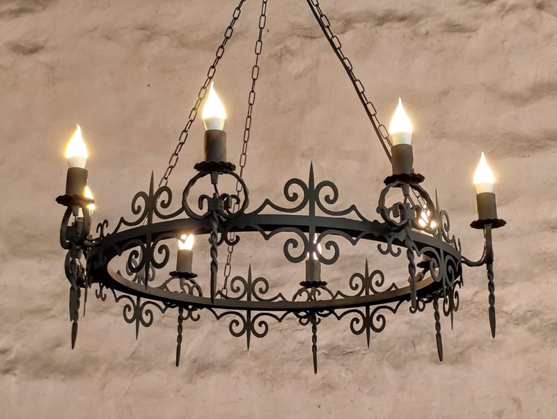 Gothic Wrought Iron Chandelier Two Tier Medieval Candle Lighting