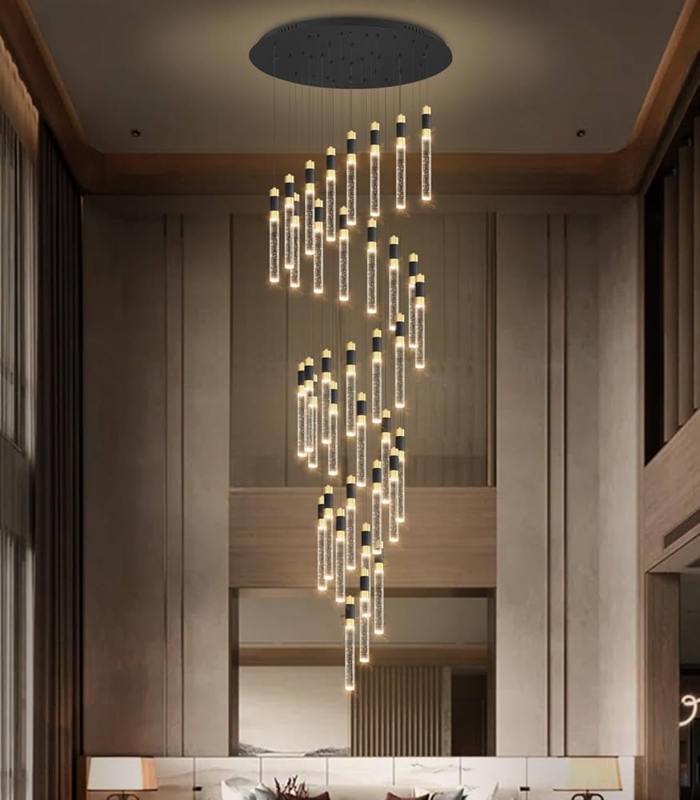 Grand Entryway Chandelier 32 Lights Tiered Suspension Crystal Spheres (73 characters)