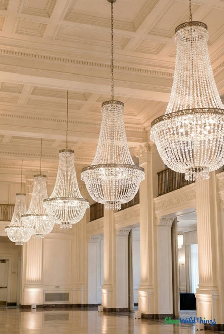 Grand Foyer Chandelier Lighting, Oversized Empire Beaded Style.