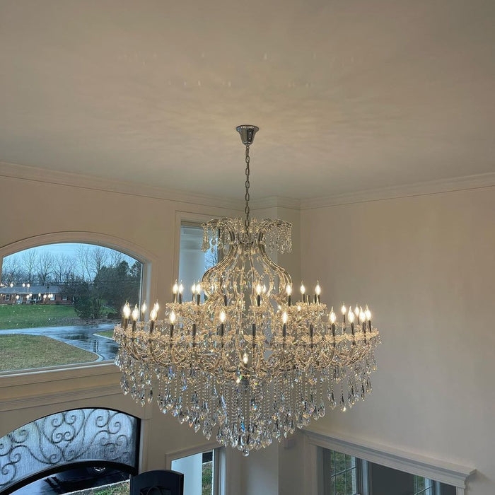 Grand Multi Tier Crystal Chandelier with Prisms for High Ceiling Foyer