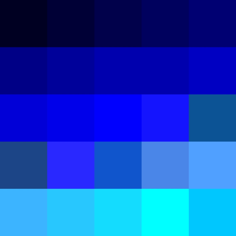 Graphic Color Chart Blue Spectrum Grid With Typographic Labels