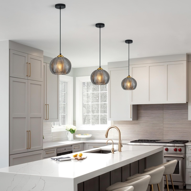 Hand Blown Globe Pendant Light Industrial Chic Fixture