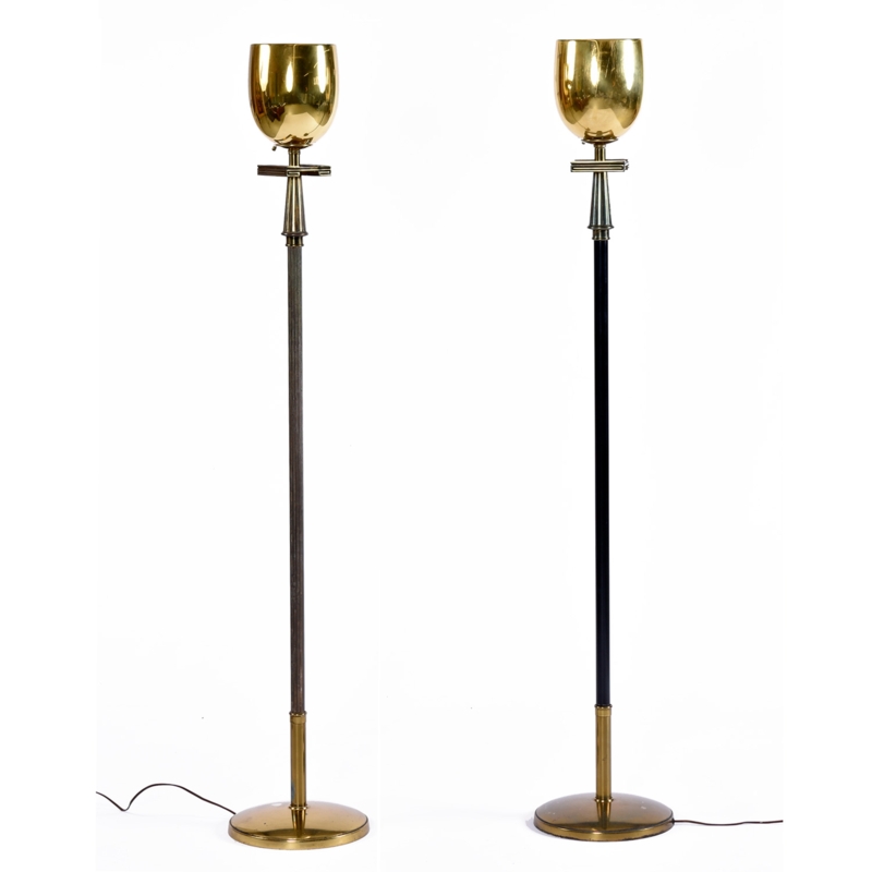 Hollywood Regency Brass Torchiere Floor Lamp with Greek Key Detail