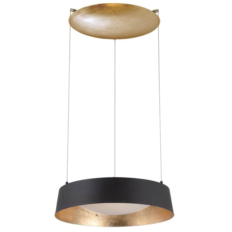 Horizontal Pendant Light Textured Gold Crinkled Gilt Finish