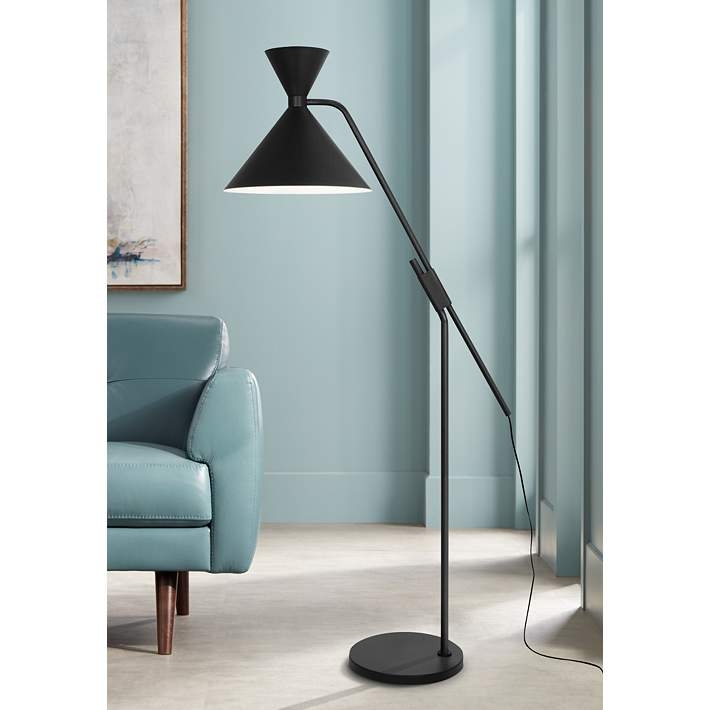 Hourglass Floor Lamp with Cinched Middle Shade and Metal Frame