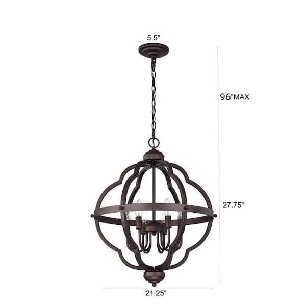 Indoor 6-light Oil Rubbed Bronze Globe Candlestick Pendant Light Adjustable  Height 27.75-96 in. LL-ABA60004 - The Home Depot