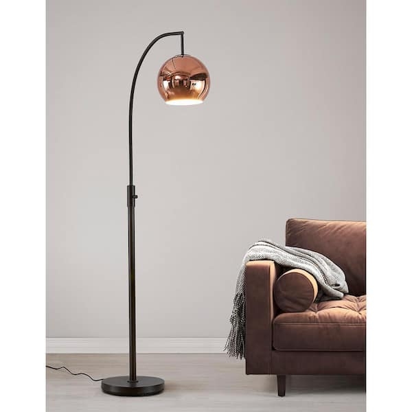 Industrial Arc Floor Lamp Dark Bronze Frame Metallic Shade