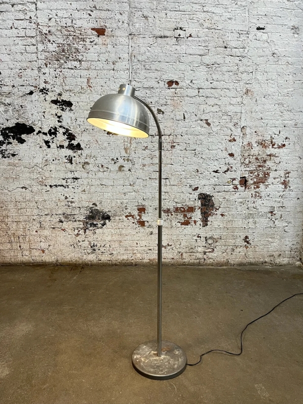 Industrial Cantilever Floor Lamp Aged Silver Adjustable Cone Shade