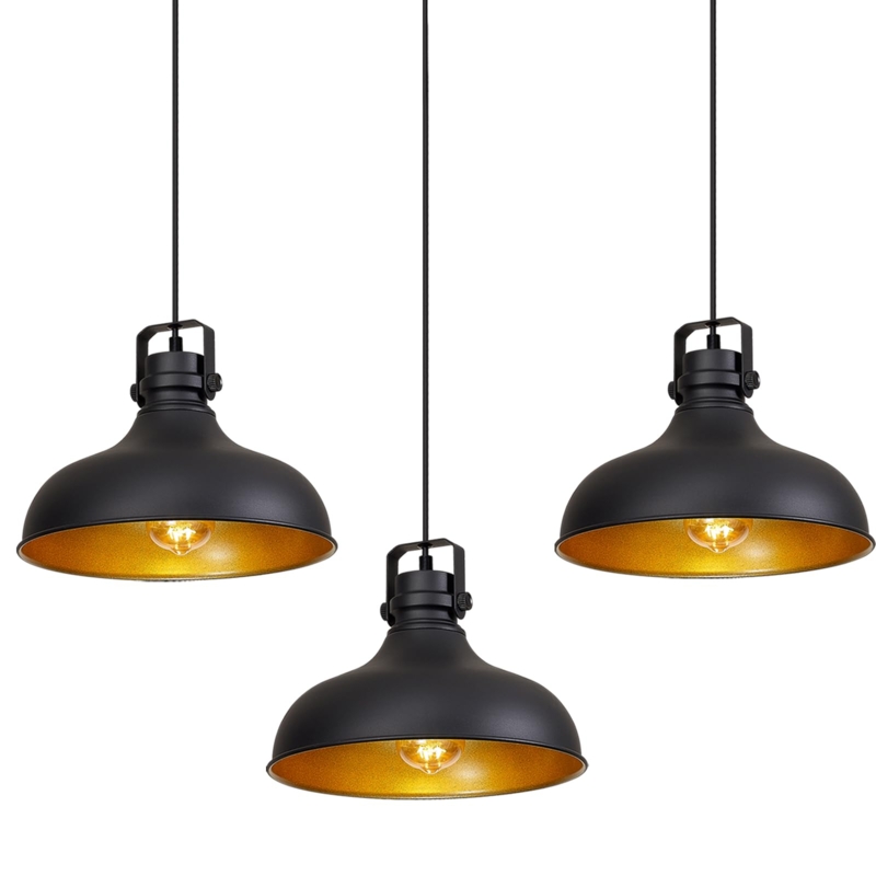 Industrial Farmhouse Pendants with Bronze Accents, Set of 3