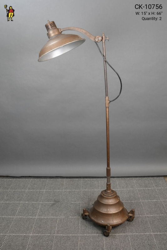 Industrial Floor Lamp: Arched Neck featuring Counterweight Mechanism