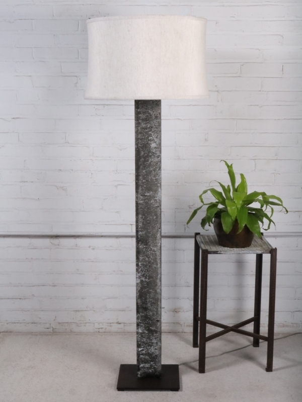 Industrial Floor Lamp Dark Bronze Rectangular Post Drum Shade Reading