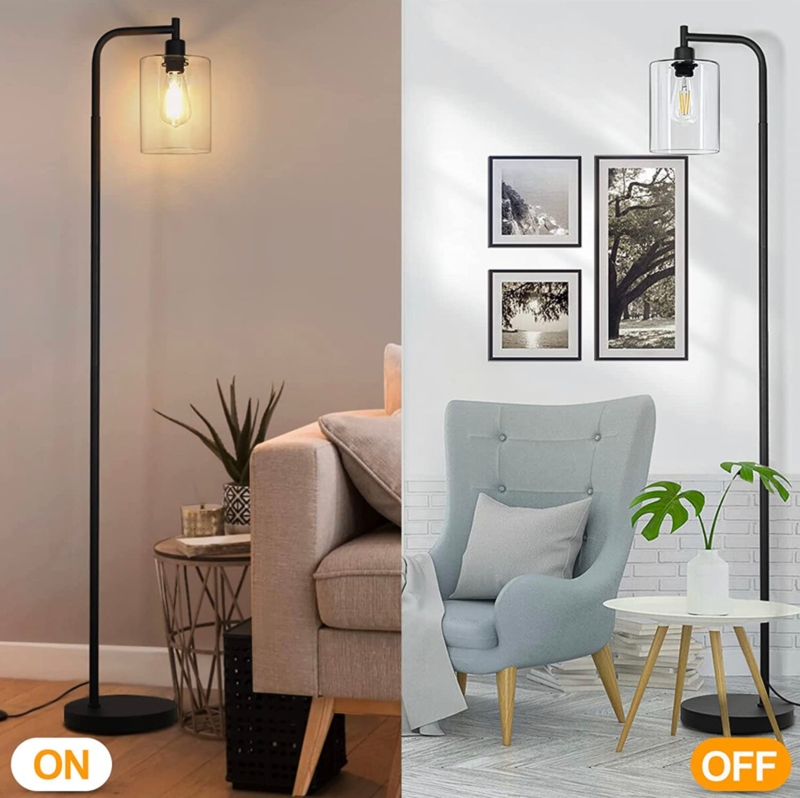 Industrial Floor Lamp Hanging Clear Glass Globe Arched