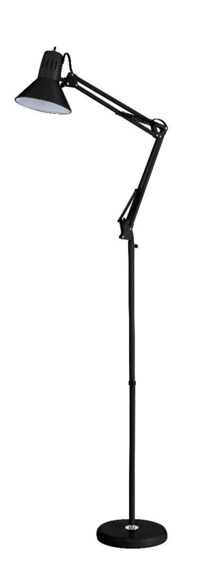 Industrial Floor Lamp with Multi-Jointed Arm and Tension Springs