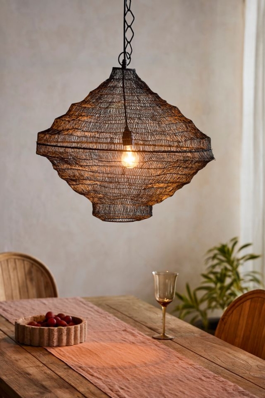Industrial Iron Mesh Chandelier Tiered Cylindrical Shade Fixture