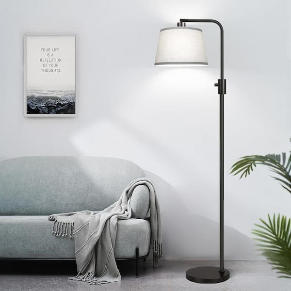 Industrial Lantern Floor Lamp Matte Black with Exposed Bulb Design