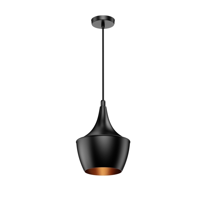 Industrial Mixed Silhouette Pendant Set, Matte Black with White Interior